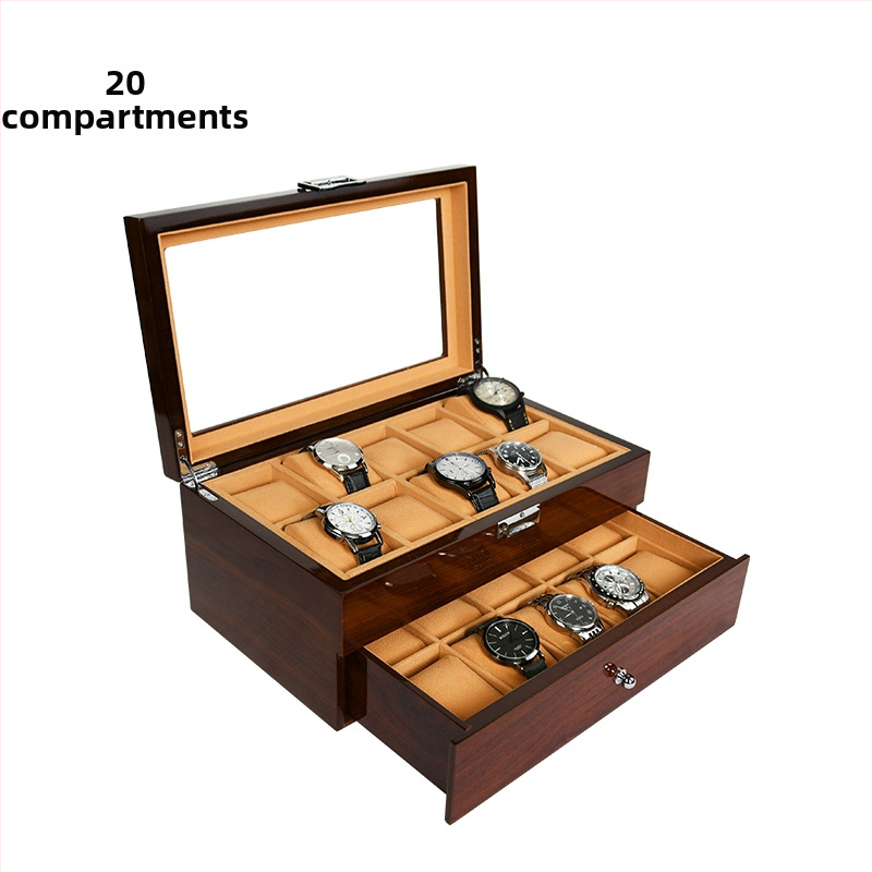 Кутия за часовници за съхранение, дървена, с множество отделения и дисплей