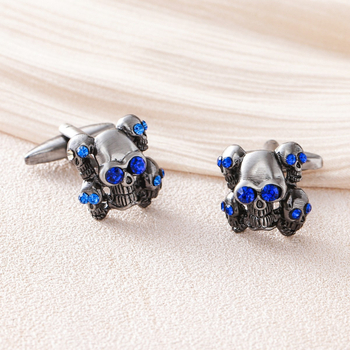 Маншетни копчета с мотив на череп за Хелоуин, геометрични медни, унисекс дизайн, стил Руи Ли, електроплатирано покритие