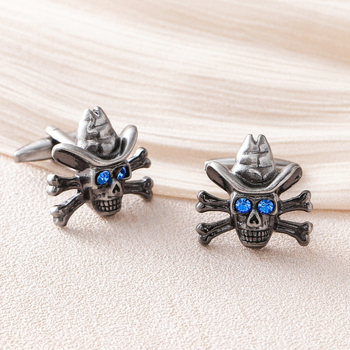 Маншетни копчета с мотив на череп за Хелоуин, геометрични медни, унисекс дизайн, стил Руи Ли, електроплатирано покритие