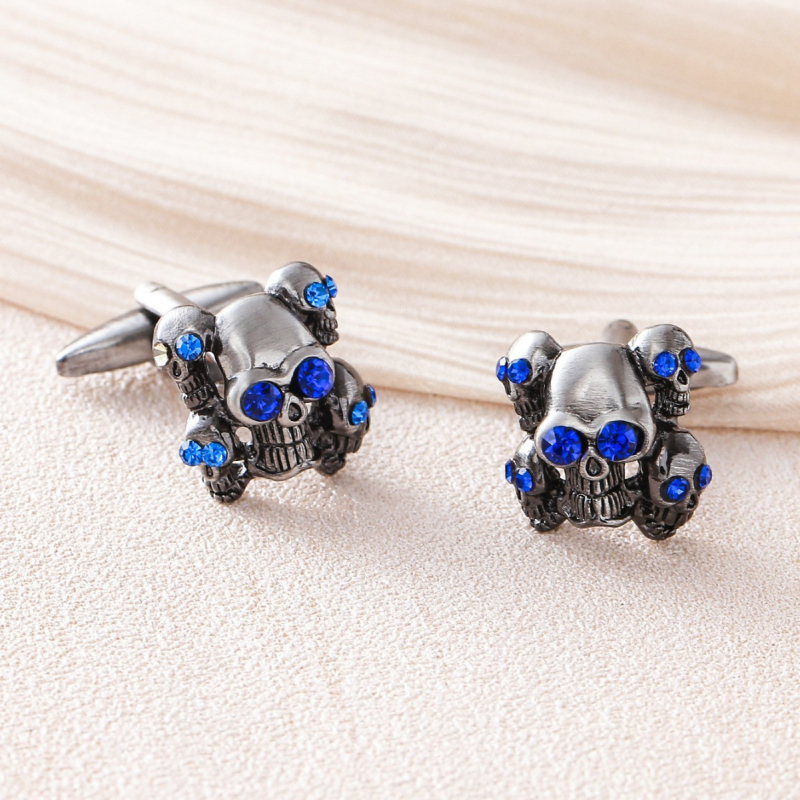 Κουμπάκια μανσέτας με μοτίβο κρανίου για Χάλογουιν, γεωμετρικός χαλκός, unisex σχεδίαση, στυλ Ρουι Λι, ηλεκτροπλατιωμένο φινίρισμα