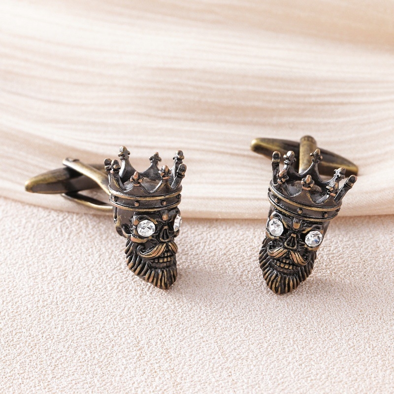 Κουμπάκια μανσέτας με μοτίβο κρανίου για Χάλογουιν, γεωμετρικός χαλκός, unisex σχεδίαση, στυλ Ρουι Λι, ηλεκτροπλατιωμένο φινίρισμα