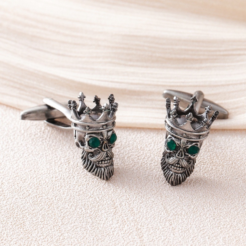 Κουμπάκια μανσέτας με μοτίβο κρανίου για Χάλογουιν, γεωμετρικός χαλκός, unisex σχεδίαση, στυλ Ρουι Λι, ηλεκτροπλατιωμένο φινίρισμα