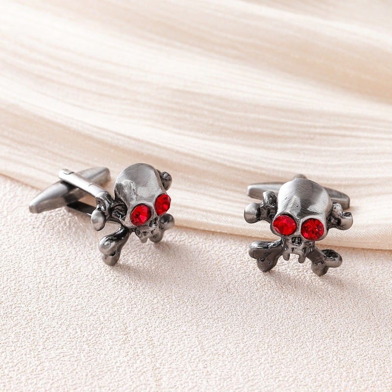 Κουμπάκια μανσέτας με μοτίβο κρανίου για Χάλογουιν, γεωμετρικός χαλκός, unisex σχεδίαση, στυλ Ρουι Λι, ηλεκτροπλατιωμένο φινίρισμα