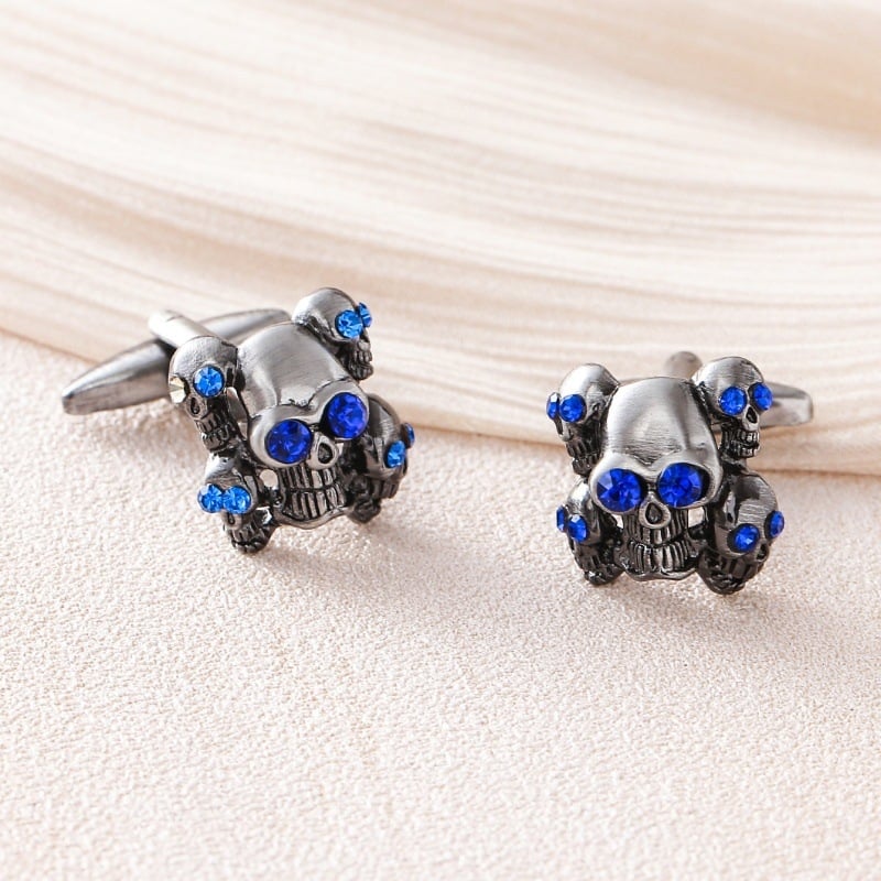 Κουμπάκια μανσέτας με μοτίβο κρανίου για Χάλογουιν, γεωμετρικός χαλκός, unisex σχεδίαση, στυλ Ρουι Λι, ηλεκτροπλατιωμένο φινίρισμα