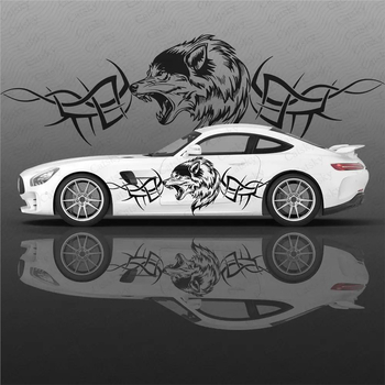 Autómatrica farkas mintázattal, PVC anyag, fényvisszaverő figyelmeztető matrica, telepítés vákuumos csészével