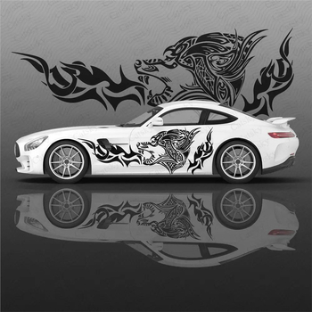 Autómatrica farkas mintázattal, PVC anyag, fényvisszaverő figyelmeztető matrica, telepítés vákuumos csészével