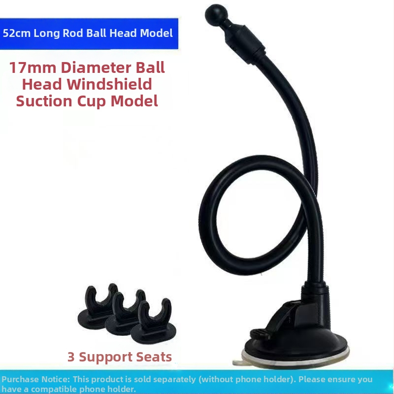 Automašīnas tālruņa turētājs ar sfēras galvu, paplašināto piesūcekni, garu stieni, universālais adapters — modelis RST-X28