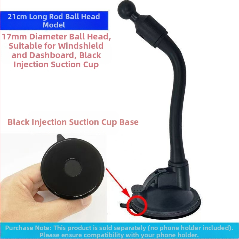 Automašīnas tālruņa turētājs ar sfēras galvu, paplašināto piesūcekni, garu stieni, universālais adapters — modelis RST-X28