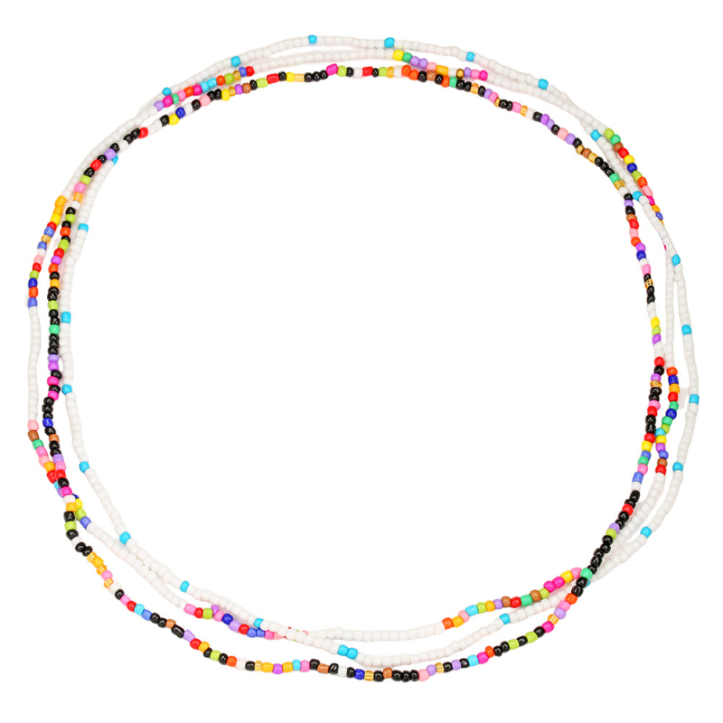 Vidukļa ķēde ar rižu pērlēm, diamantapstrāde, dubultā un daudzslāņu elastīgs dizains, unisex ģeometriskais stils, etniskais stils, rudens 2025