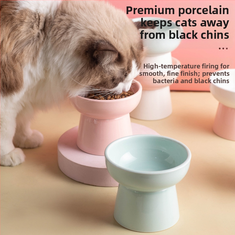 Keramická miska na mačky s vysokými nohami, anti-prevrátenie, na vodu a jedlo