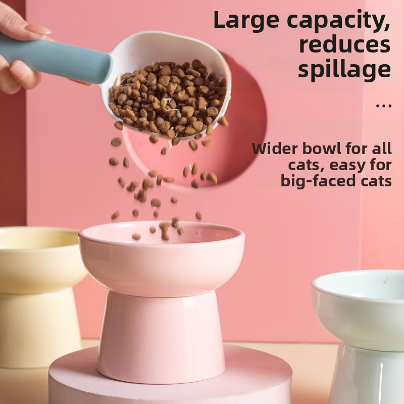Keramická miska na mačky s vysokými nohami, anti-prevrátenie, na vodu a jedlo