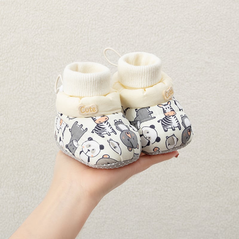 Παιδικά βαμβακερά παπούτσια για μωρά, μαλακή σόλα, παχινεμένη επένδυση φλίς, κούμπωμα με αγκράφα, σχέδιο καρτούν, για ηλικίες 1–3 ετών
