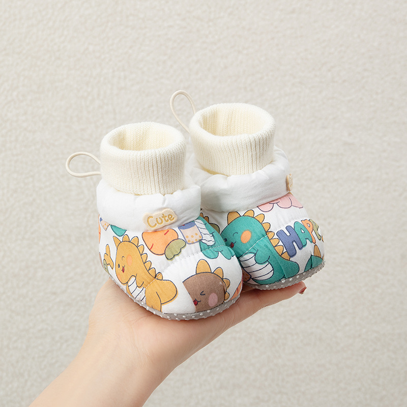Παιδικά βαμβακερά παπούτσια για μωρά, μαλακή σόλα, παχινεμένη επένδυση φλίς, κούμπωμα με αγκράφα, σχέδιο καρτούν, για ηλικίες 1–3 ετών