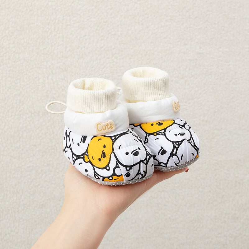 Παιδικά βαμβακερά παπούτσια για μωρά, μαλακή σόλα, παχινεμένη επένδυση φλίς, κούμπωμα με αγκράφα, σχέδιο καρτούν, για ηλικίες 1–3 ετών