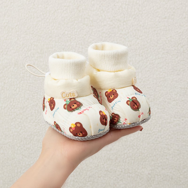 Παιδικά βαμβακερά παπούτσια για μωρά, μαλακή σόλα, παχινεμένη επένδυση φλίς, κούμπωμα με αγκράφα, σχέδιο καρτούν, για ηλικίες 1–3 ετών