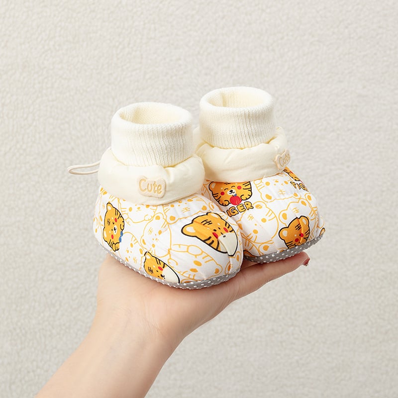 Παιδικά βαμβακερά παπούτσια για μωρά, μαλακή σόλα, παχινεμένη επένδυση φλίς, κούμπωμα με αγκράφα, σχέδιο καρτούν, για ηλικίες 1–3 ετών
