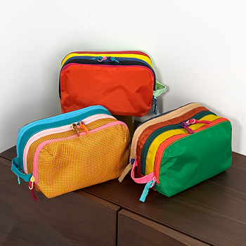 Geantă de machiaj și toaletă, stil Fresh Sweet, din nylon cu căptușeală nylon; model monocrom, impermeabilă, ultraușoară, pliabilă