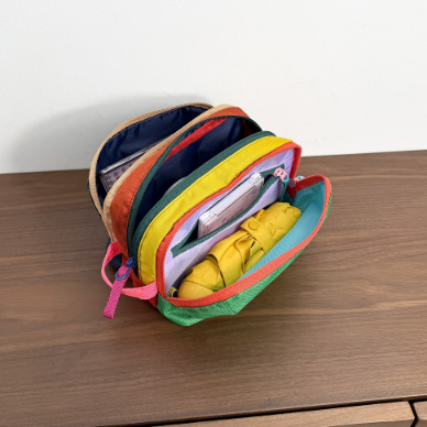 Geantă de machiaj și toaletă, stil Fresh Sweet, din nylon cu căptușeală nylon; model monocrom, impermeabilă, ultraușoară, pliabilă