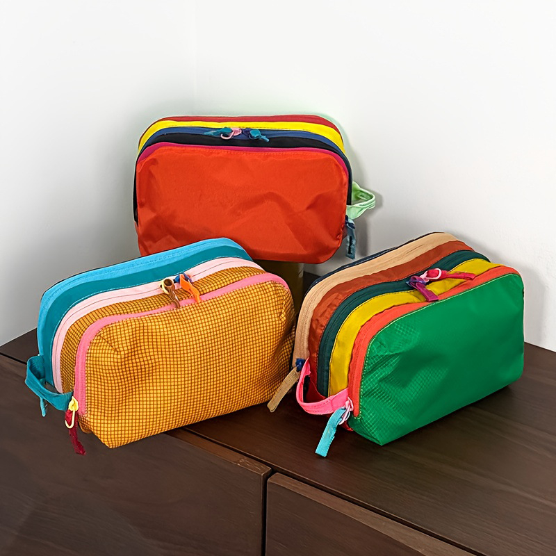 Geantă de machiaj și toaletă, stil Fresh Sweet, din nylon cu căptușeală nylon; model monocrom, impermeabilă, ultraușoară, pliabilă