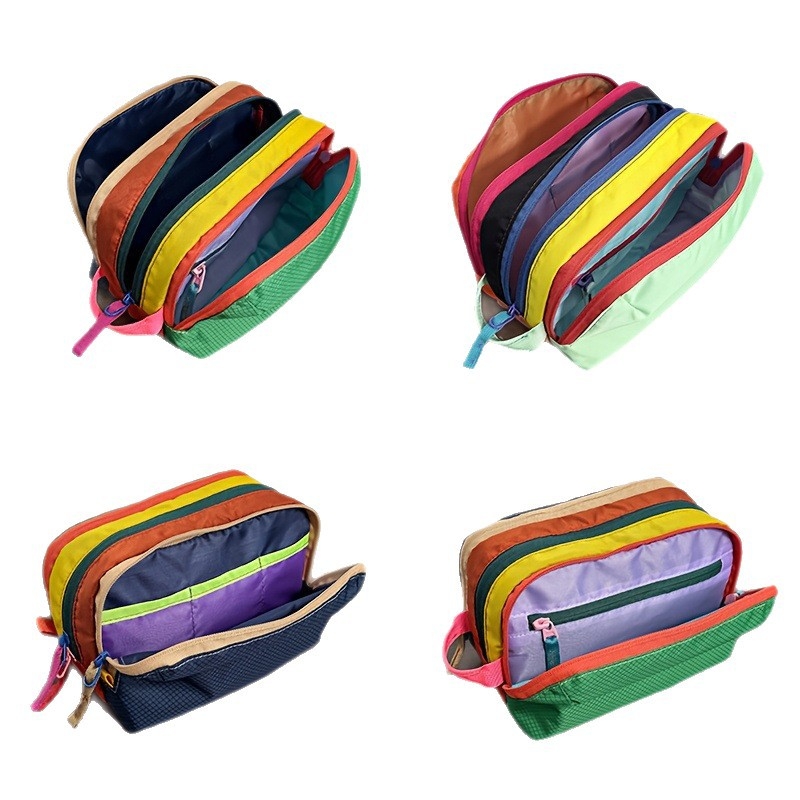 Geantă de machiaj și toaletă, stil Fresh Sweet, din nylon cu căptușeală nylon; model monocrom, impermeabilă, ultraușoară, pliabilă