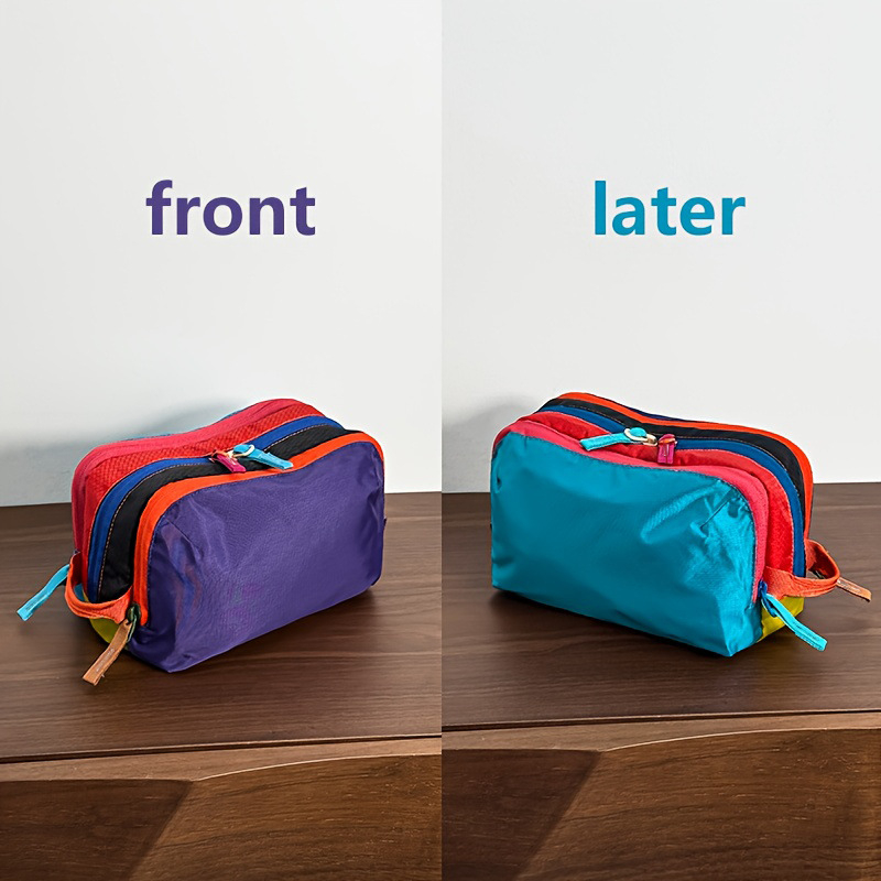 Geantă de machiaj și toaletă, stil Fresh Sweet, din nylon cu căptușeală nylon; model monocrom, impermeabilă, ultraușoară, pliabilă