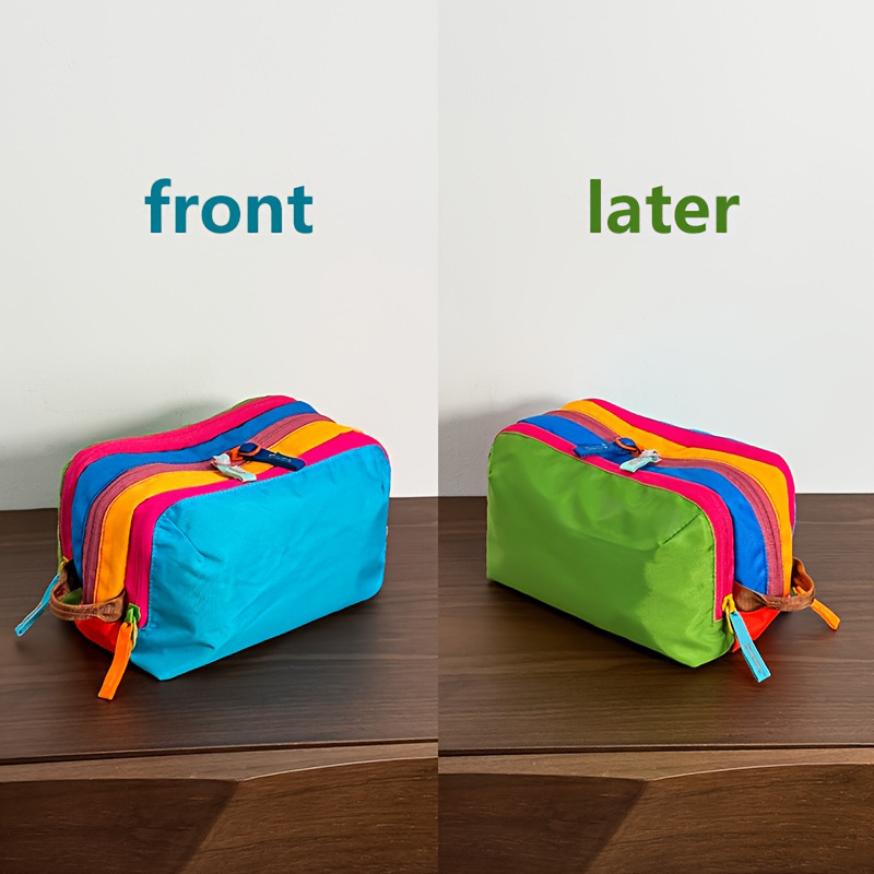 Geantă de machiaj și toaletă, stil Fresh Sweet, din nylon cu căptușeală nylon; model monocrom, impermeabilă, ultraușoară, pliabilă