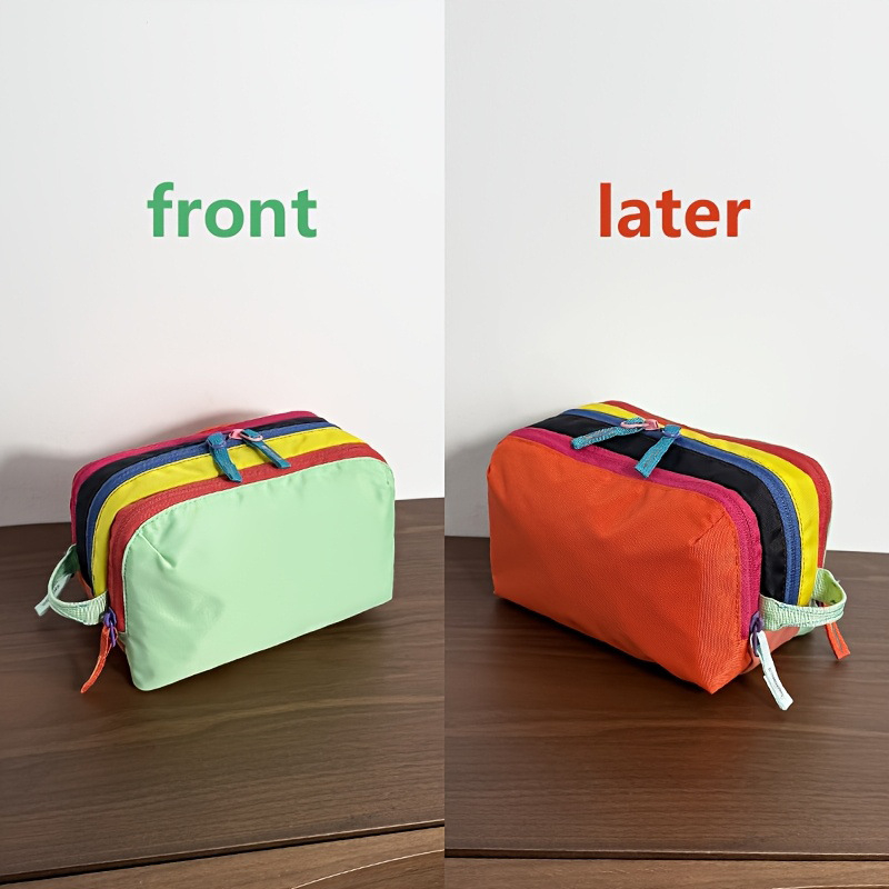 Geantă de machiaj și toaletă, stil Fresh Sweet, din nylon cu căptușeală nylon; model monocrom, impermeabilă, ultraușoară, pliabilă