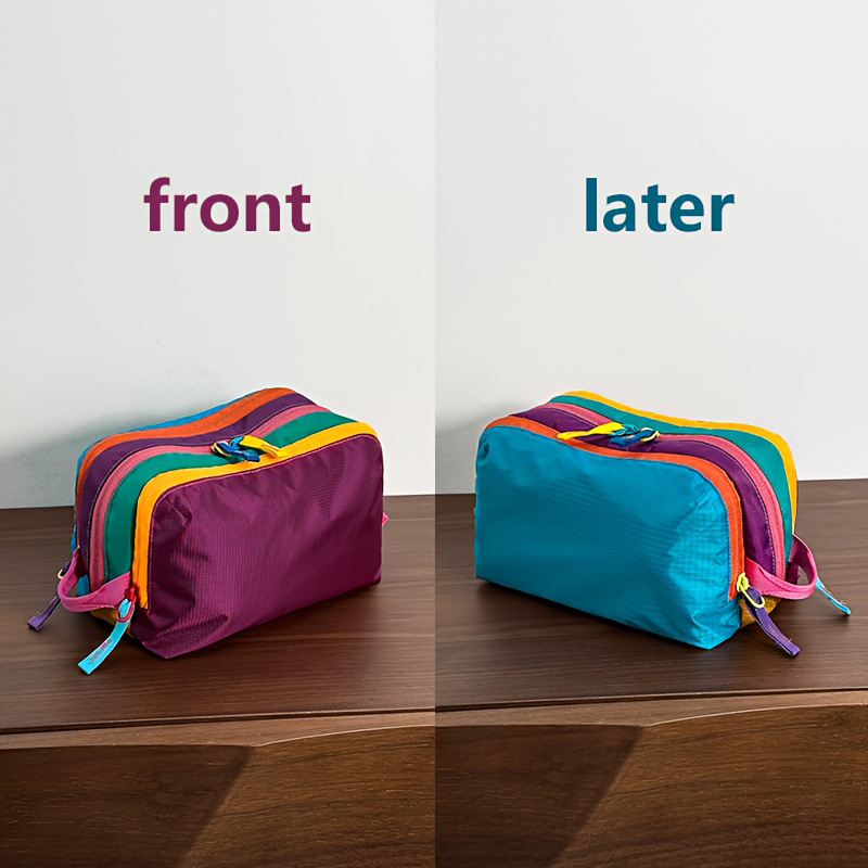 Geantă de machiaj și toaletă, stil Fresh Sweet, din nylon cu căptușeală nylon; model monocrom, impermeabilă, ultraușoară, pliabilă