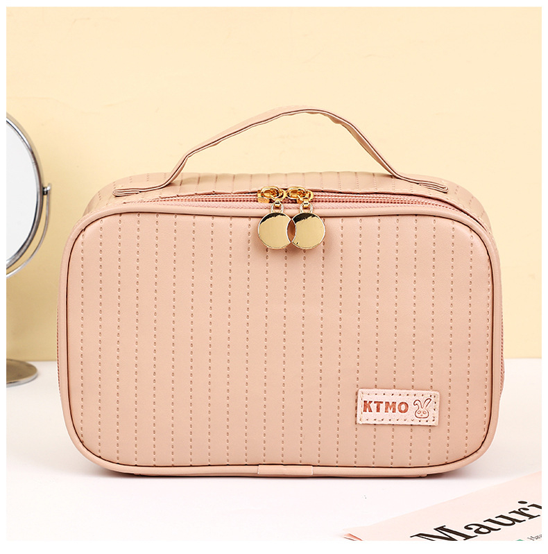 Geantă de machiaj KTMO, cu textură embosată ultrasonică, din PU, stil urban minimalist, pentru femei, utilizare zilnică