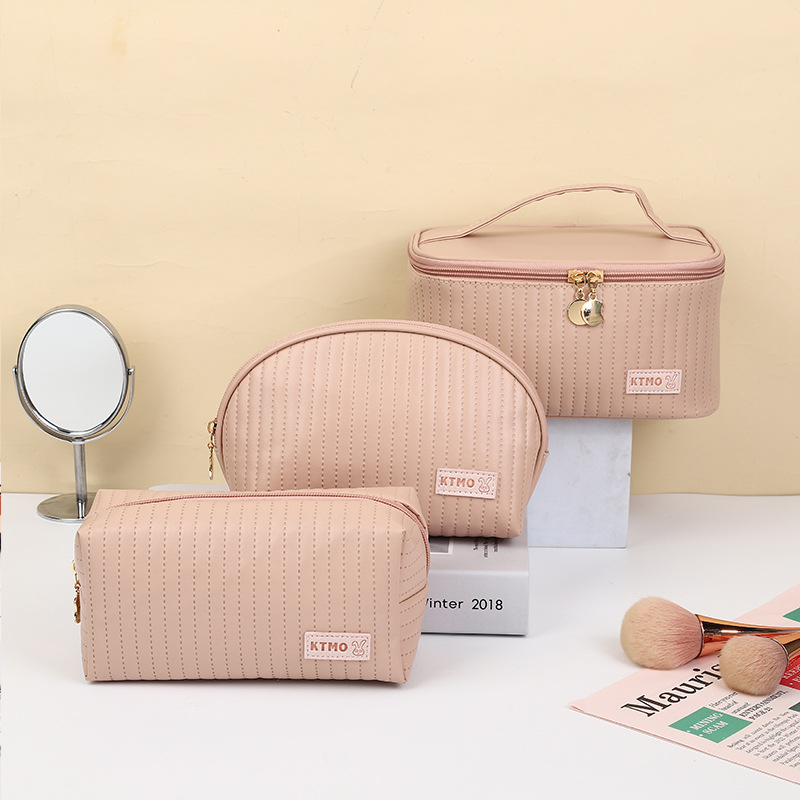 Geantă de machiaj KTMO, cu textură embosată ultrasonică, din PU, stil urban minimalist, pentru femei, utilizare zilnică
