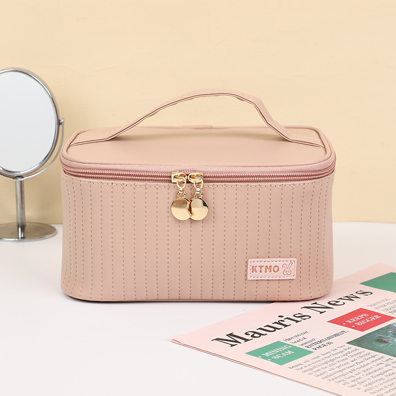 Geantă de machiaj KTMO, cu textură embosată ultrasonică, din PU, stil urban minimalist, pentru femei, utilizare zilnică