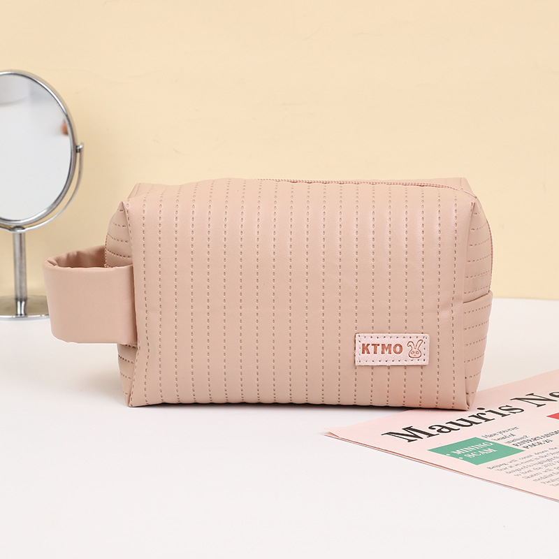 Geantă de machiaj KTMO, cu textură embosată ultrasonică, din PU, stil urban minimalist, pentru femei, utilizare zilnică