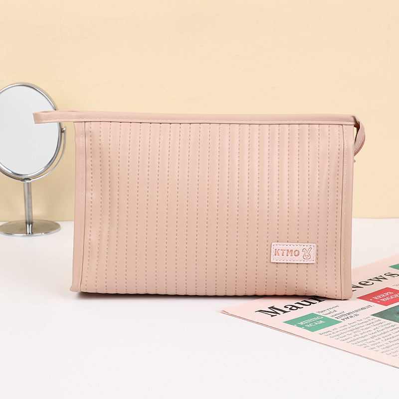 Geantă de machiaj KTMO, cu textură embosată ultrasonică, din PU, stil urban minimalist, pentru femei, utilizare zilnică