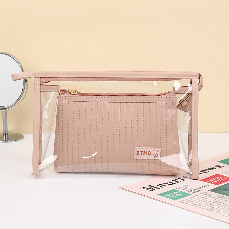 Geantă de machiaj KTMO, cu textură embosată ultrasonică, din PU, stil urban minimalist, pentru femei, utilizare zilnică