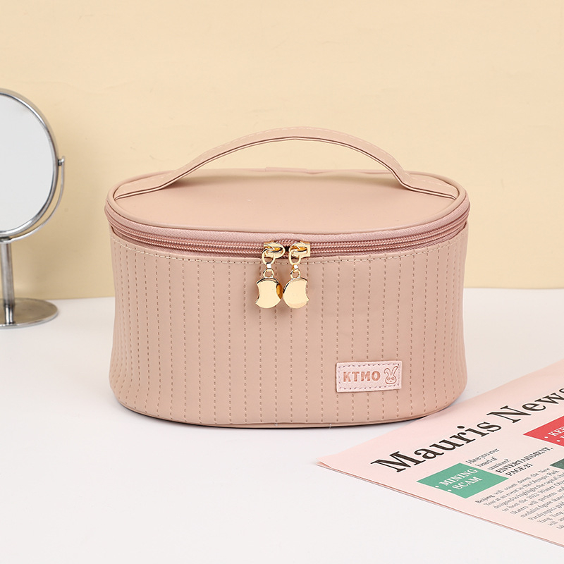 Geantă de machiaj KTMO, cu textură embosată ultrasonică, din PU, stil urban minimalist, pentru femei, utilizare zilnică
