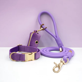 WAOPET Κολάρο σκύλου από βελούδο και σετ λουριών από νάιλον, CC541+LL541, μη ελκτικό