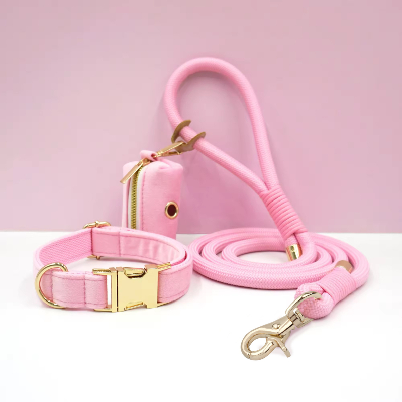 WAOPET Κολάρο σκύλου από βελούδο και σετ λουριών από νάιλον, CC541+LL541, μη ελκτικό