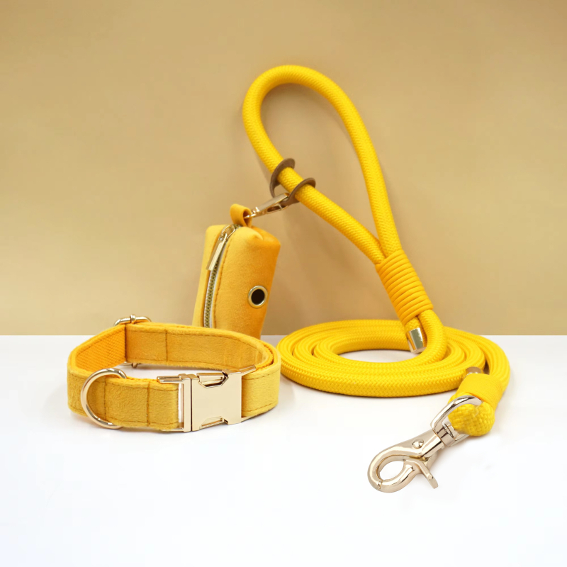 WAOPET Κολάρο σκύλου από βελούδο και σετ λουριών από νάιλον, CC541+LL541, μη ελκτικό