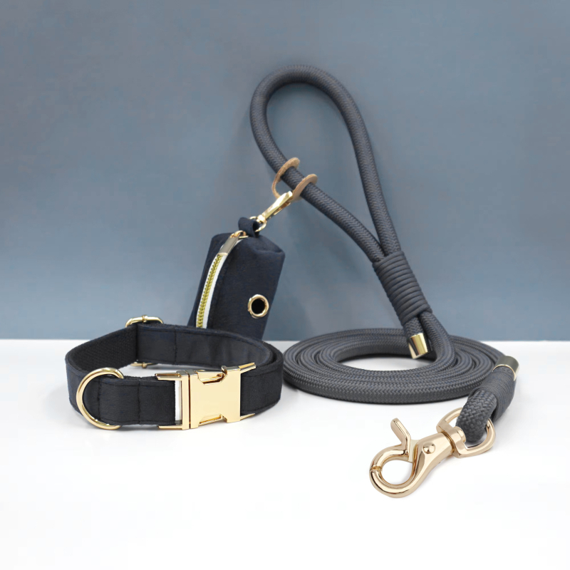 WAOPET Κολάρο σκύλου από βελούδο και σετ λουριών από νάιλον, CC541+LL541, μη ελκτικό