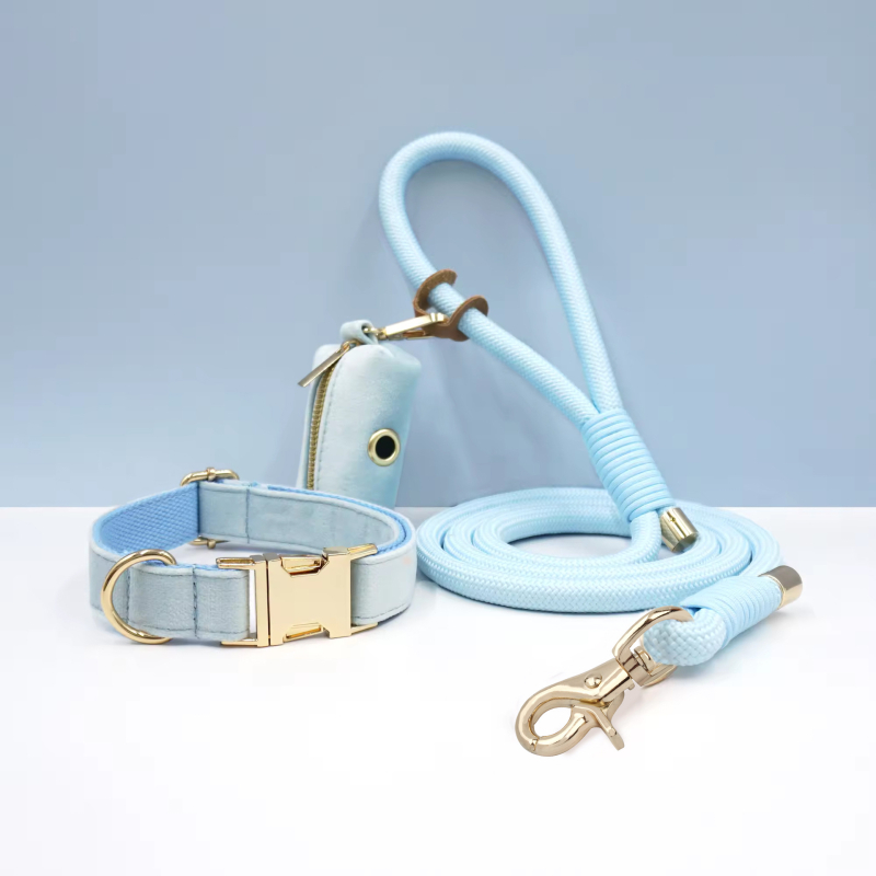 WAOPET Κολάρο σκύλου από βελούδο και σετ λουριών από νάιλον, CC541+LL541, μη ελκτικό