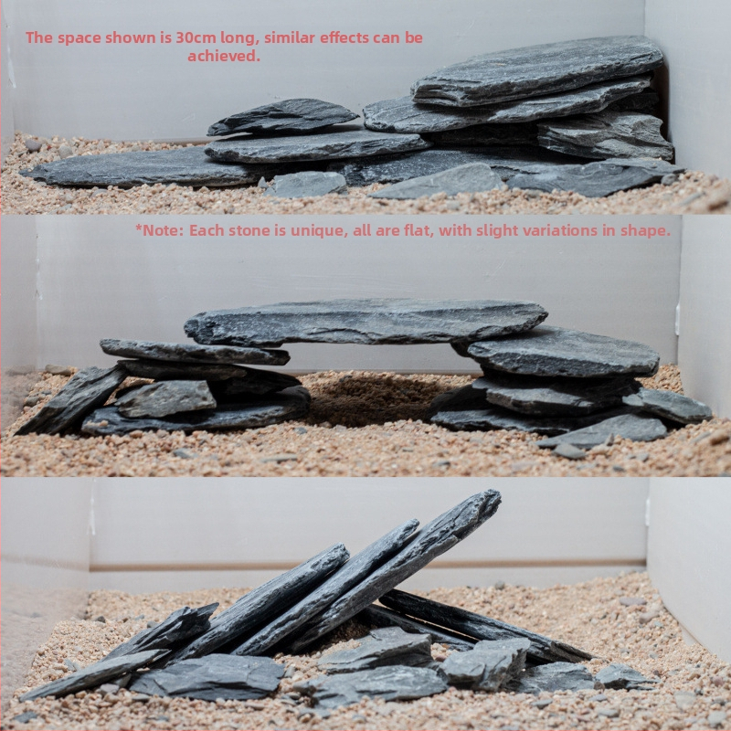 Piatră Peisaj pentru Acvariu – șist natural, plăci subțiri pentru râu în acvariu, model TZd4rHWc