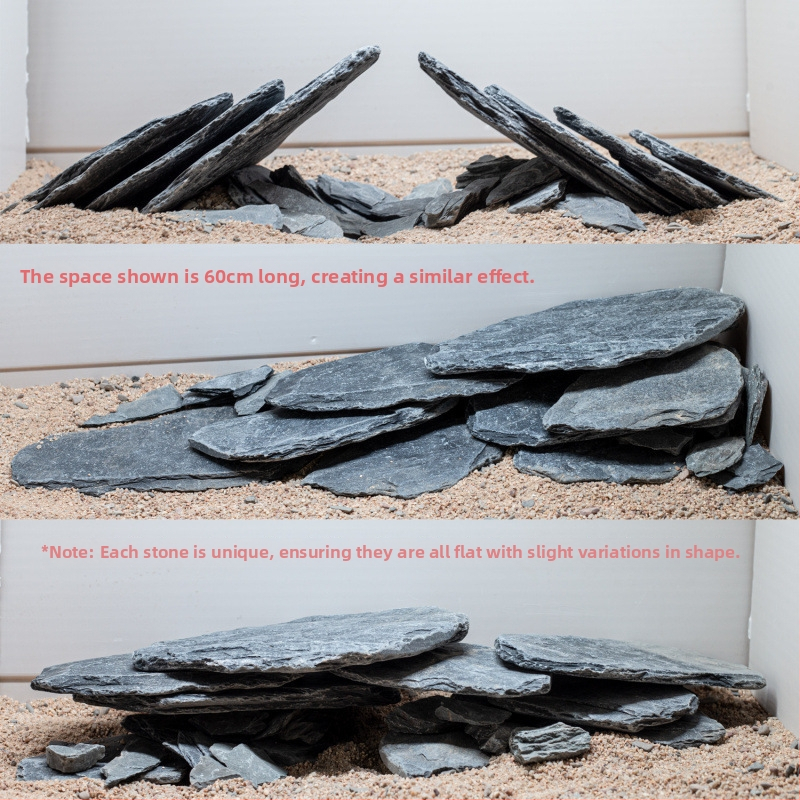 Piatră Peisaj pentru Acvariu – șist natural, plăci subțiri pentru râu în acvariu, model TZd4rHWc
