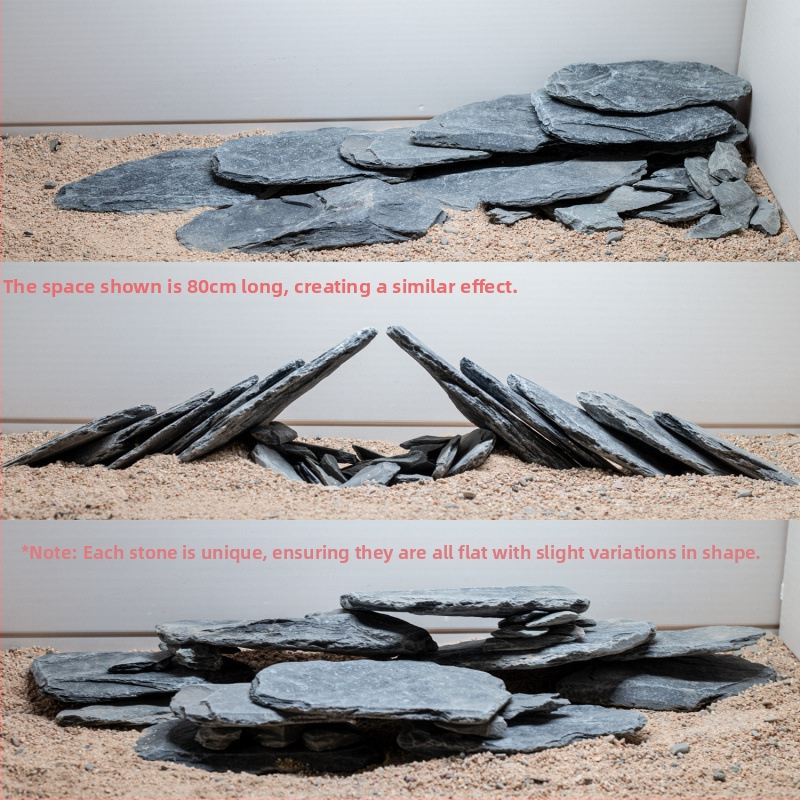 Piatră Peisaj pentru Acvariu – șist natural, plăci subțiri pentru râu în acvariu, model TZd4rHWc