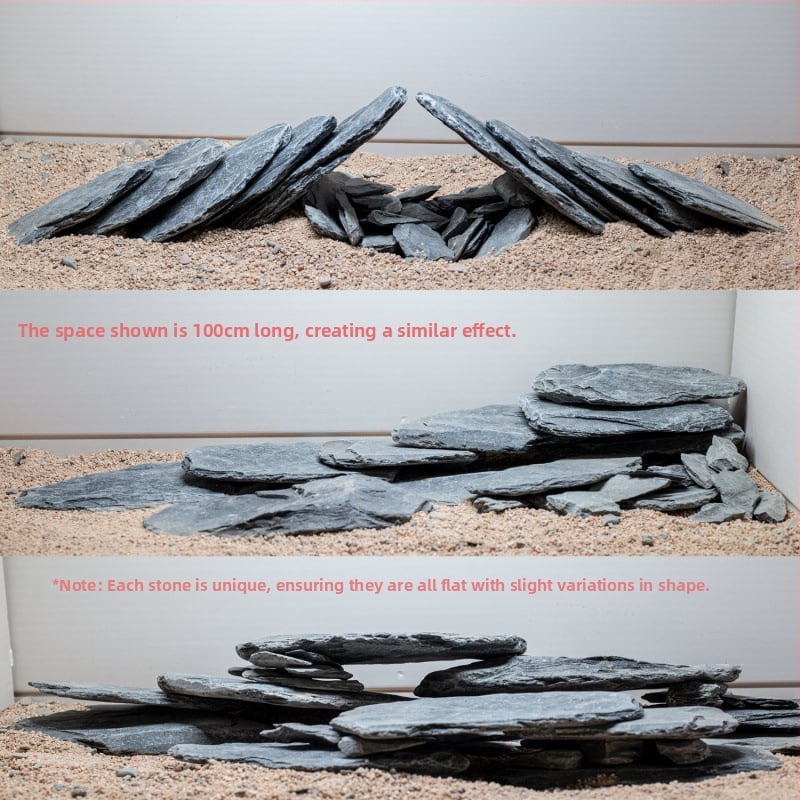Piatră Peisaj pentru Acvariu – șist natural, plăci subțiri pentru râu în acvariu, model TZd4rHWc