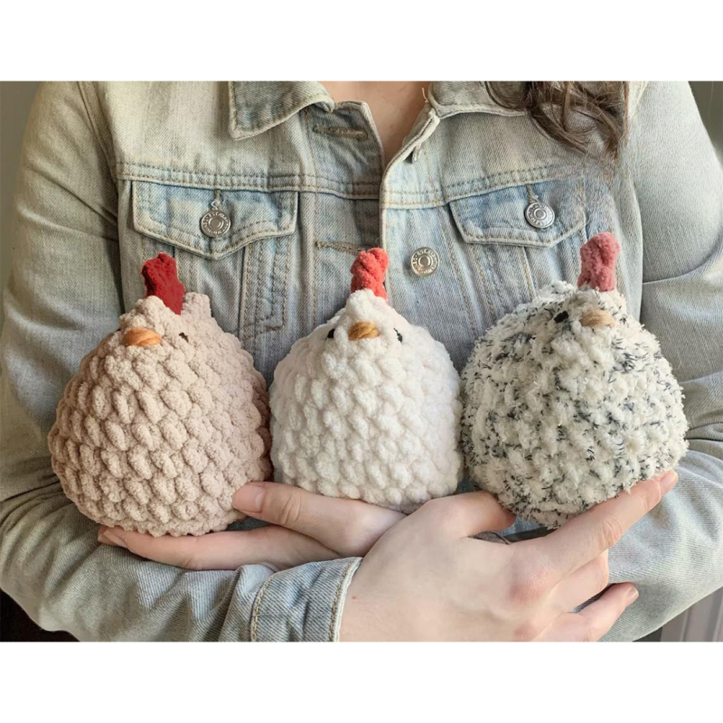 Сладко пиленце плюшена играчка, ръчно плетена кукла от прежда, супер мека пълнеж от къса плюш, кадифена текстура, подходяща за бебета и деца до 3 години