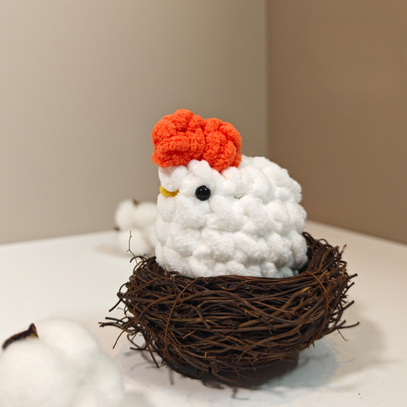 Сладко пиленце плюшена играчка, ръчно плетена кукла от прежда, супер мека пълнеж от къса плюш, кадифена текстура, подходяща за бебета и деца до 3 години