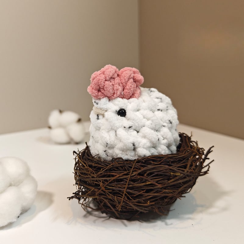 Сладко пиленце плюшена играчка, ръчно плетена кукла от прежда, супер мека пълнеж от къса плюш, кадифена текстура, подходяща за бебета и деца до 3 години