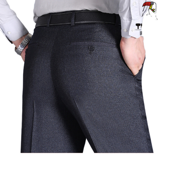 Αντρικά παντελόνια με διπλές πιέτες, υψηλή μέση, χαλαρή γραμμή, ίσια γραμμή, πολυεστερικό ύφασμα