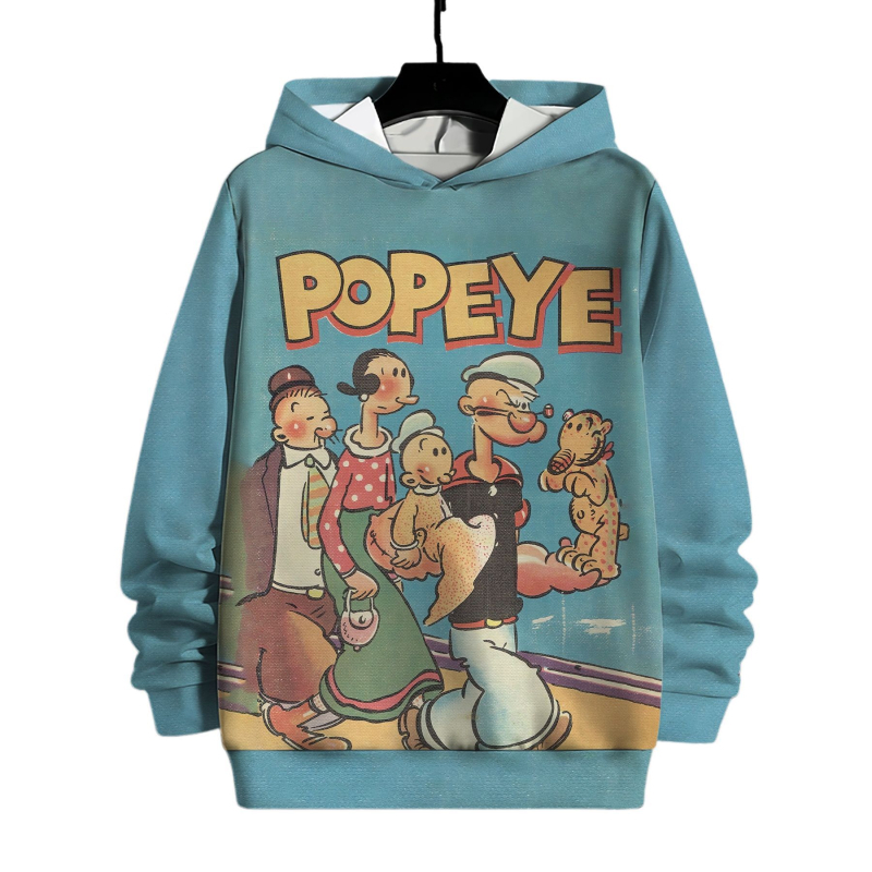 Ανδρικό φούτερ με κουκούλα και 3D ψηφιακή εκτύπωση – μακριά μανίκια, χαλαρή γραμμή, τσέπη τύπου 3D patch, πολυεστέρας 96%+