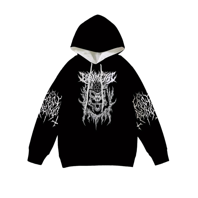 Ανδρικό φούτερ με κουκούλα και 3D ψηφιακή εκτύπωση – μακριά μανίκια, χαλαρή γραμμή, τσέπη τύπου 3D patch, πολυεστέρας 96%+